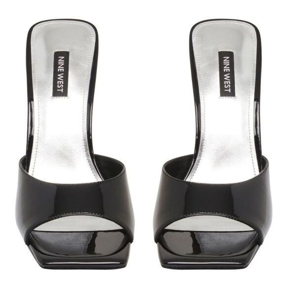 NEW Nine West Womens Aurea 3 Black Slip On Open Toe Heels size 7 - Picture 2 of 8